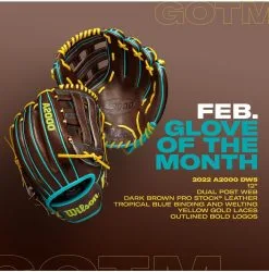 Wilson A2000 DW5 12.00" Infield Glove Feb 2022 GOTM WBW10087812 - Dark Brown Yellow -Cheap Bats Store Wilson A2000 DW5 12 00 Infield Glove Feb 2022 GOTM WBW10087812 Dark Brown Yellow HIT a Double 4